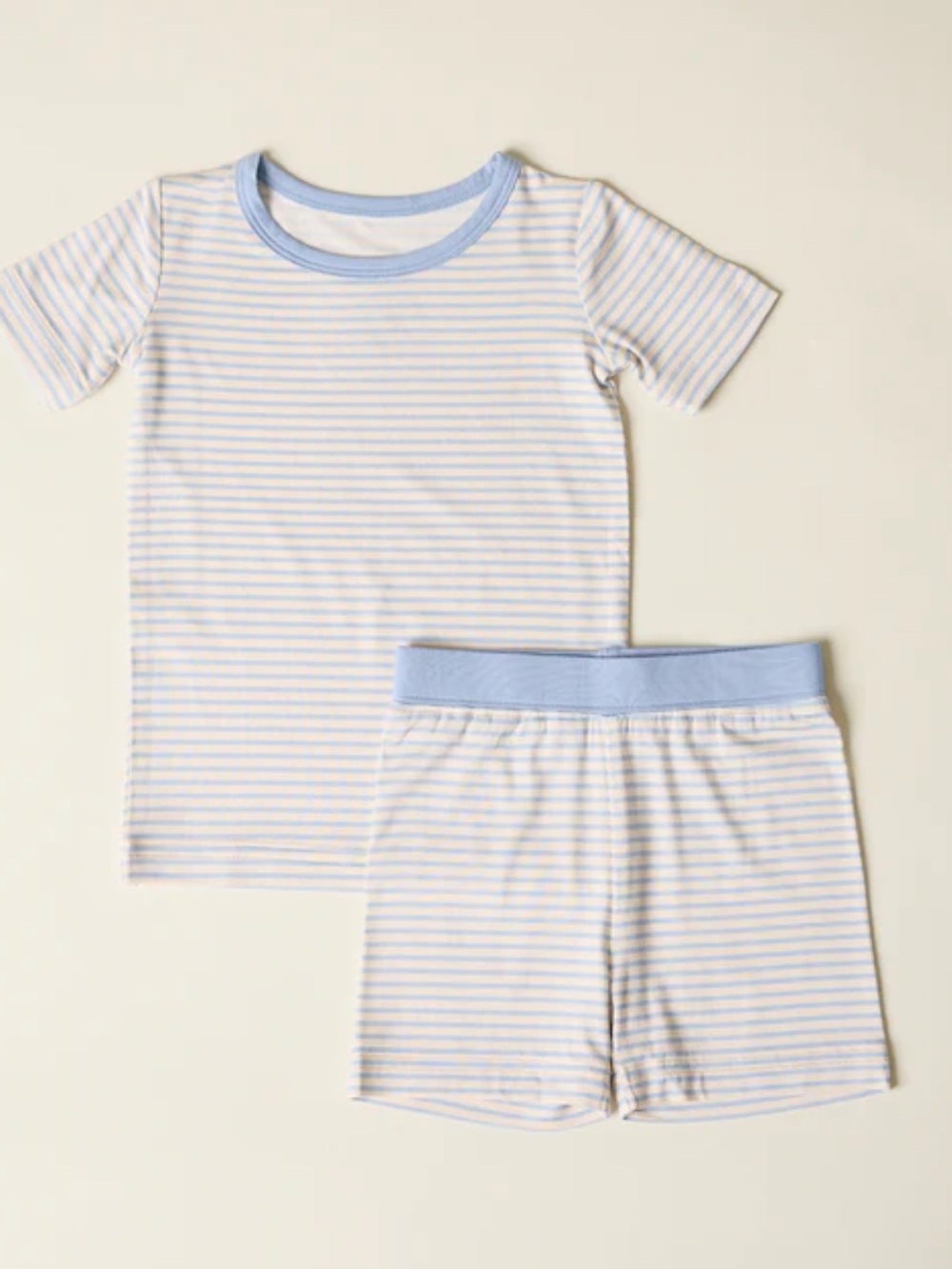 LAKE cotton Short Sleeve Pajama Set in Light purple Stripe size 10